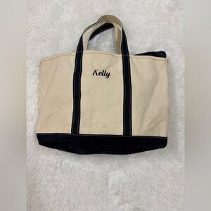L.L. Bean Navy and Cream Canvas Tote